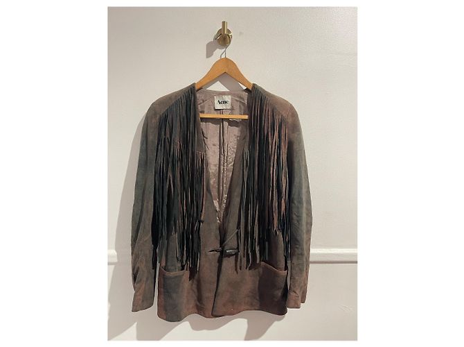 Giacca Acne con frange T.38 Marrone