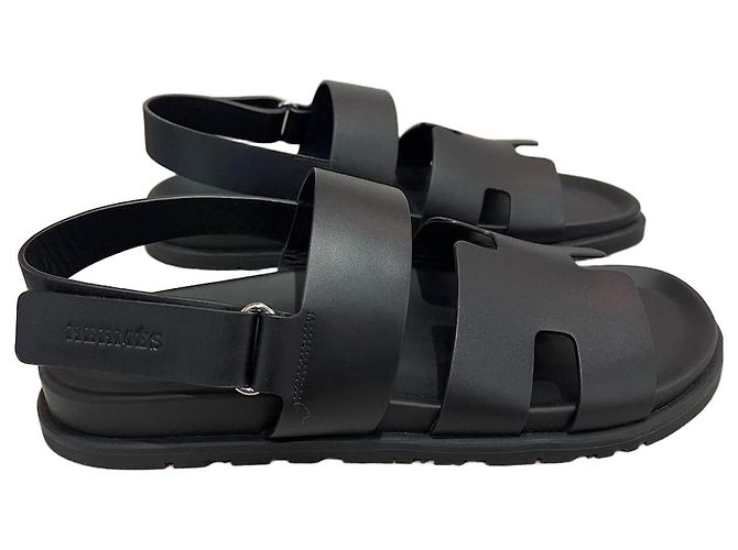 Hermès Genius Ledersandalen Schwarz Größe 43