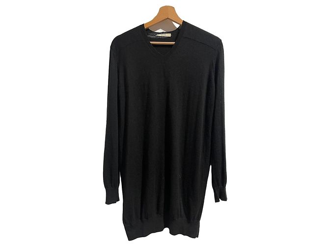 Céline Kaschmir Pullover schwarz V Ausschnitt Triumph Logo Gr S