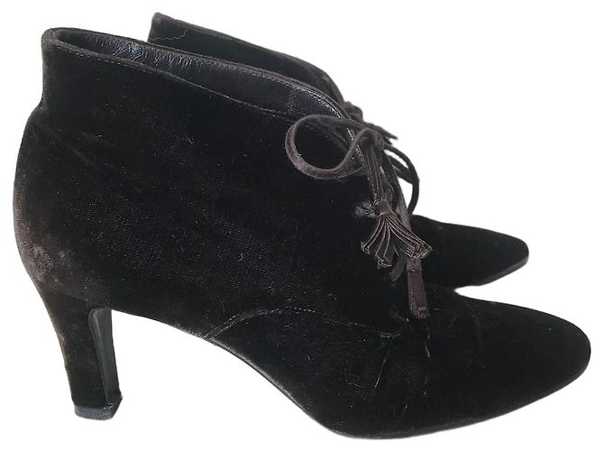 Botas Chanel veludo T.37,5 Marrom