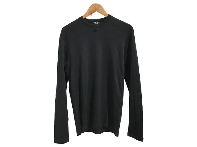 Chanel Uniform Baumwollpullover schwarz Steppoptik Größe S