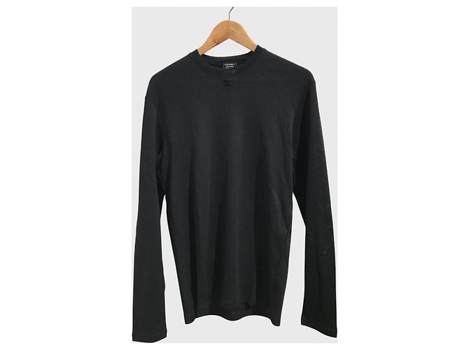 Pull Chanel Uniform en coton noir effet matelassé
