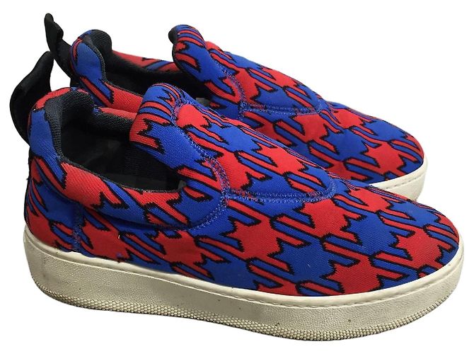 Céline Red and Blue Cloth Sneakers Size 36