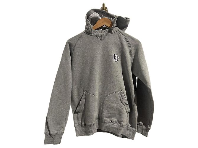 Autre Marque Sweat à capuche Dior gris en coton