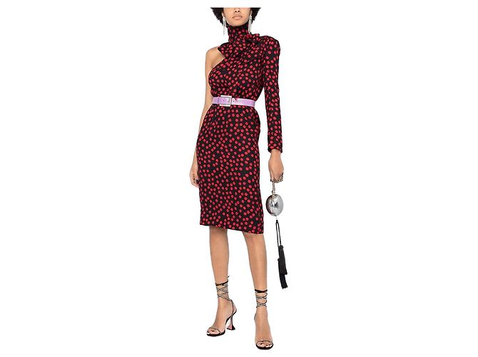 Autre Marque Vestido Saint Laurent de bolinhas T.40 Preto