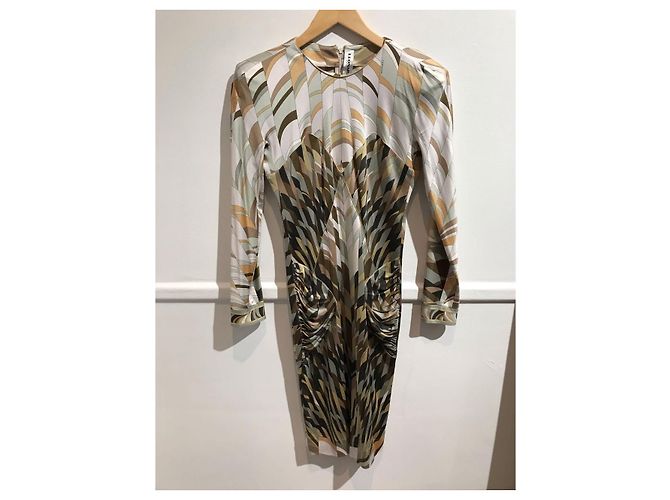 Vestido Leonard de seda estampado beige