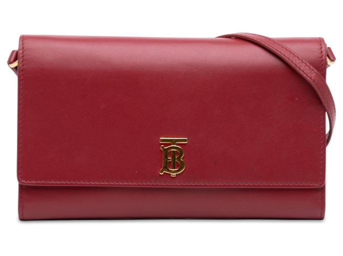 Borsa a tracolla Burberry TB Wallet On Strap in pelle rossa Rosso