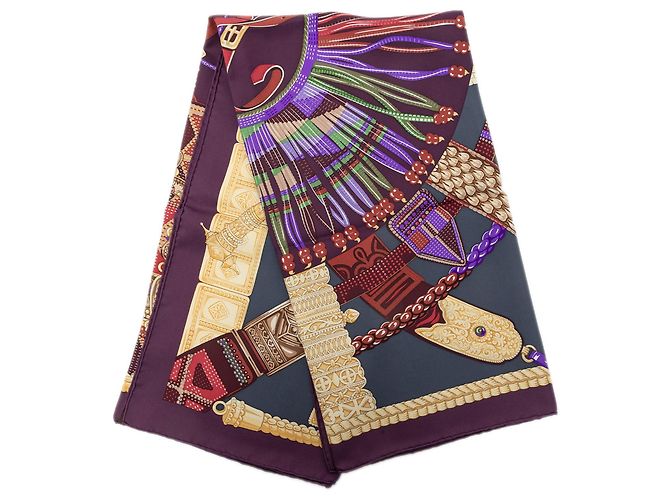 Lenço de seda Hermès Ceintures Et Liens Roxo 90