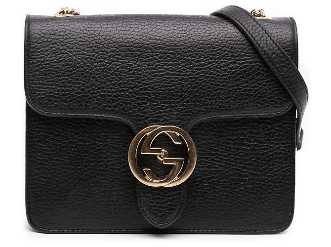 Borsa a tracolla Gucci Small Dollar Calfskin Interlocking G nera Nero