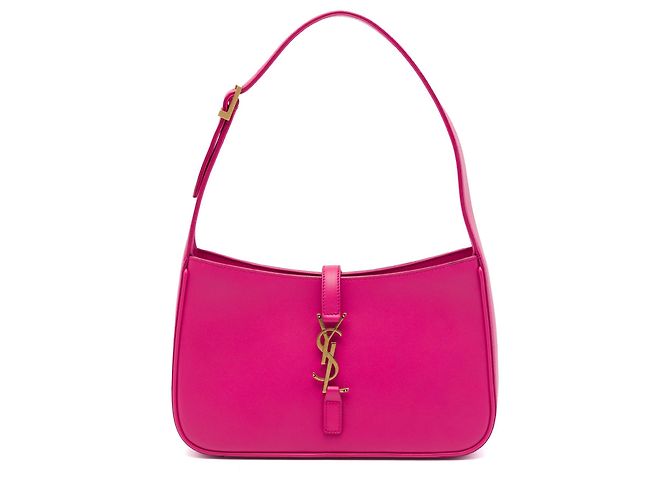 Autre Marque Bolsa de ombro Le 5 à 7 Saint Laurent em couro de bezerro liso rosa