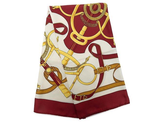 Lenço de seda Hermès Eperon D Or branco 90 Scarves