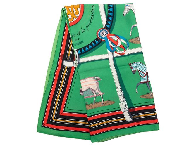 Hermès Couvertures Et Tenues De Jour Seidentuch Grün 90