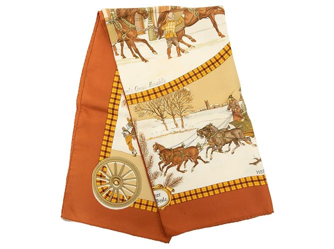 Lenço de seda Hermès L Hiver en Poste 90 Branco