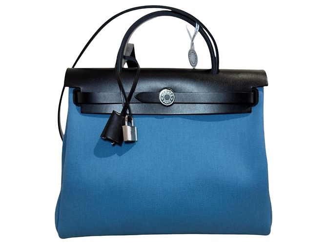 Sac Hermès Herbag 31 Bleu Cuir