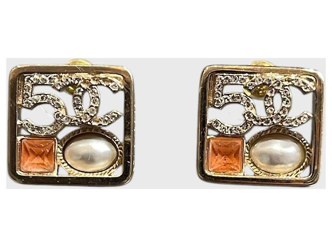 Boucles d'oreilles Chanel 5 Doré