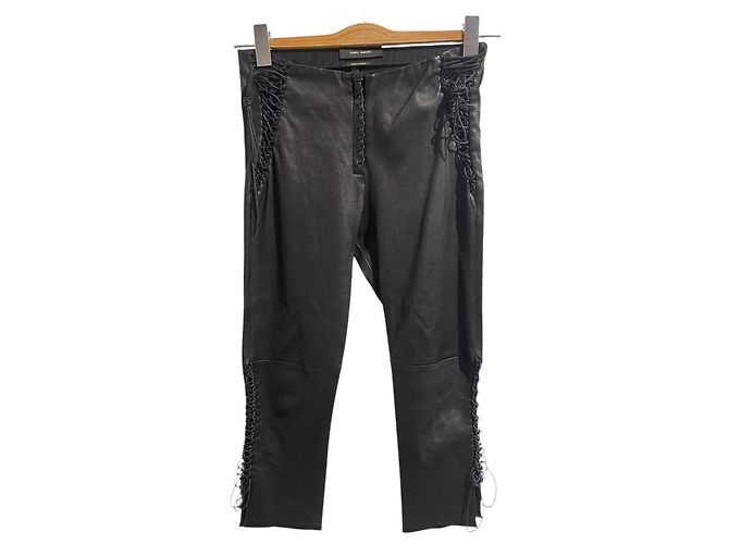 Isabel Marant Caprihose aus Leder T.36 Schwarz