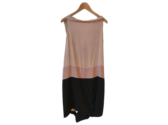 Vestido Vionnet de seda bege e preto Tamanho 38