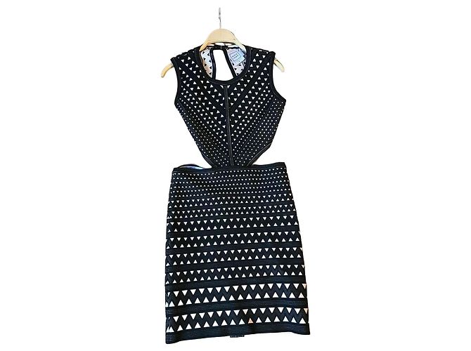 Herve Leger Bandage Dress Black and Beige Pattern Size M