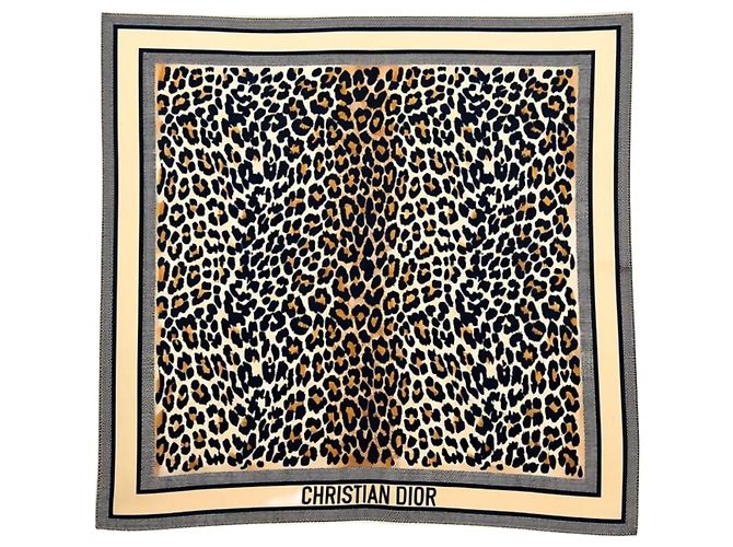Christian Dior Schal Leopard Beige