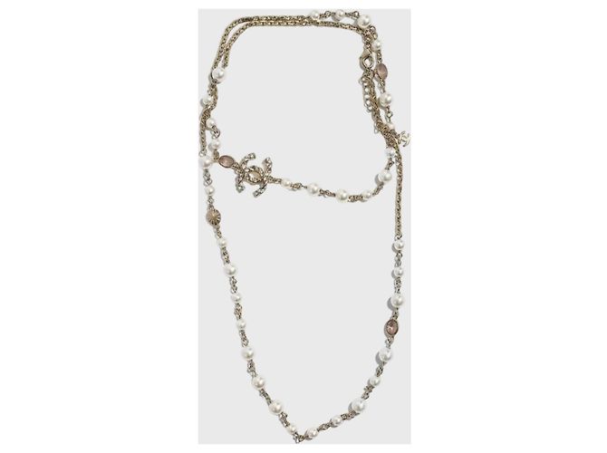 Collar largo Chanel de perlas Dorado