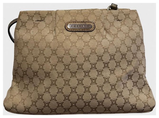 Céline Bolsa Celine toile Triomphe Bege