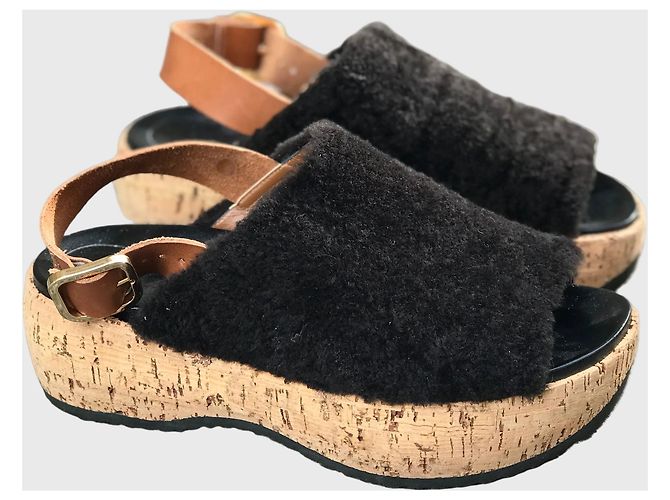 Marni Pelz-Clogs T.38 Schwarz