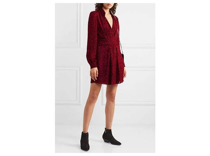 Autre Marque Vestido Saint Laurent leopard T.42 Roja