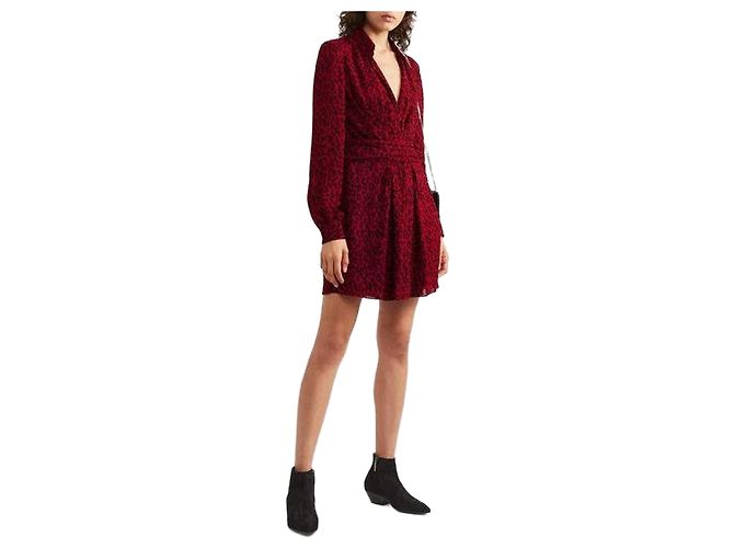 Autre Marque Robe Saint Laurent leopard T.42 Red
