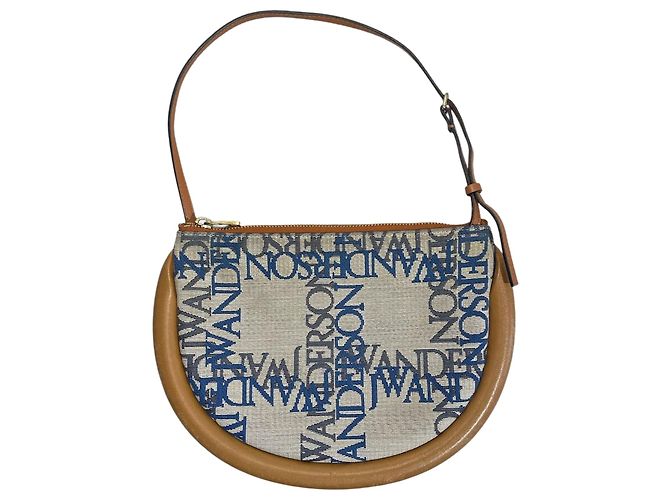 Bolsa de mão JW Anderson em lona cinza e couro