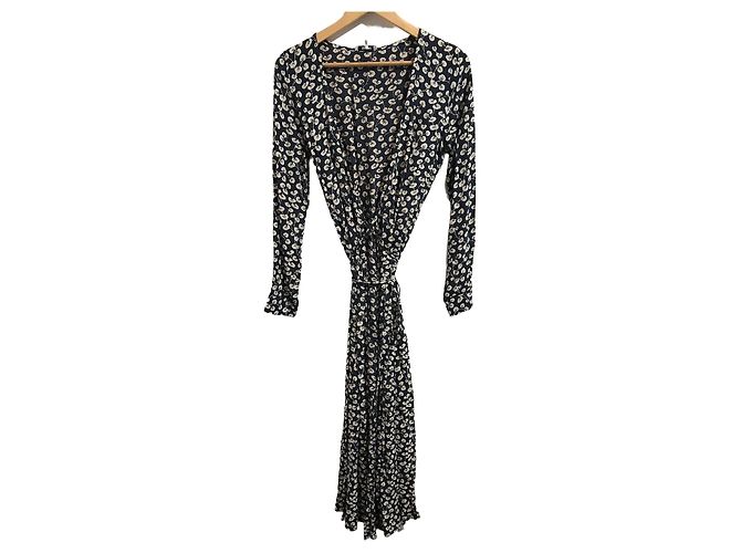 Ganni Langes Kleid mit Blumenprint Dunkelblau