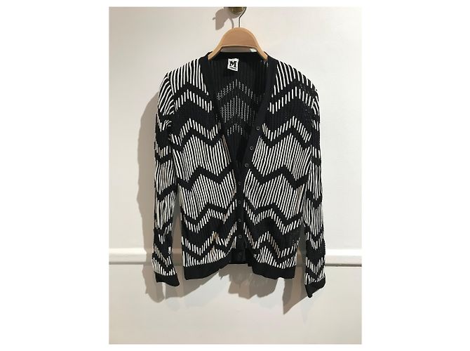 Missoni Cardigan Schwarz Weiß Zickzack Baumwolle