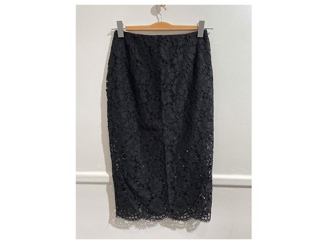 Gonna midi in pizzo di cotone nero Sandro