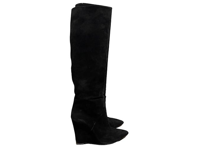 Autre Marque Bottes Saint Laurent daim noir T.37,5 Black