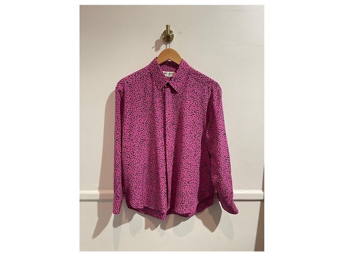 Autre Marque Camicia Saint Laurent fushia T.40 Rosa