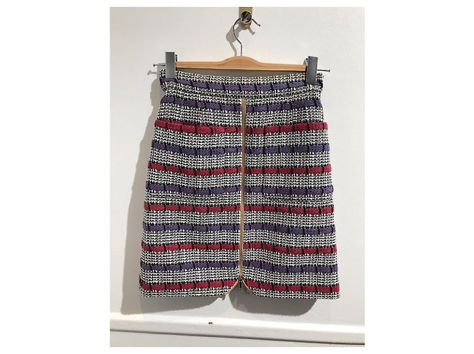 Gonna Chanel in tweed bianco e nero Multicolore