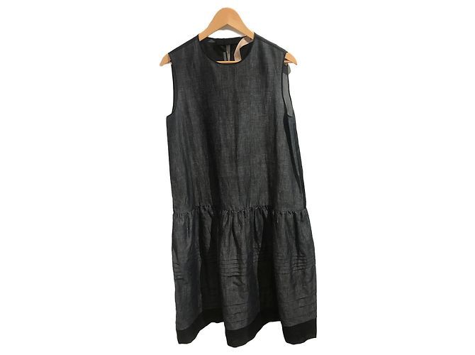 Autre Marque N°21 Midikleid aus blauem Denim und Seide