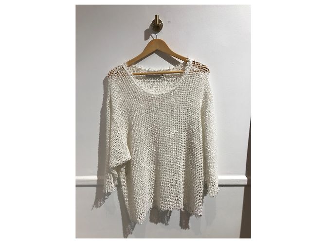 Top Iro bianco in maglia traforata oversize S