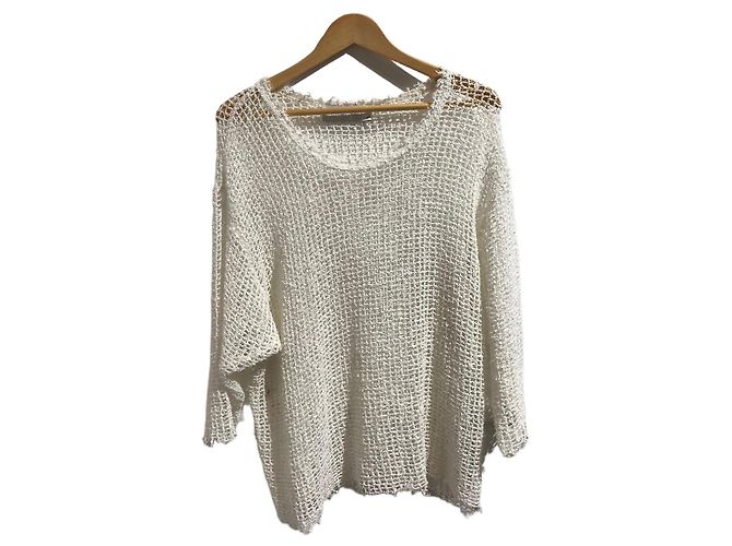 Top Iro bianco in maglia traforata oversize S
