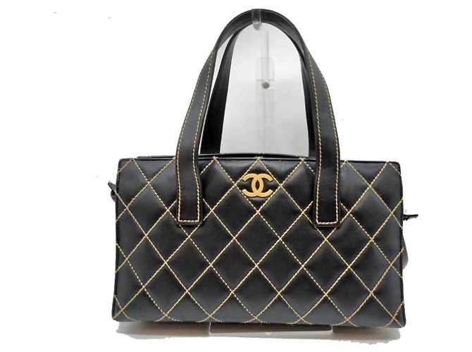 Borsa Tote Chanel Wild Stitch Nero
