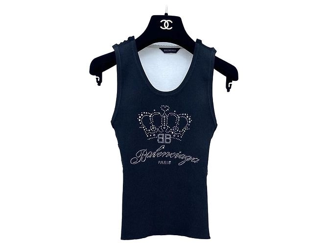 Top Balenciaga Decorato con Strass XS Multicolore