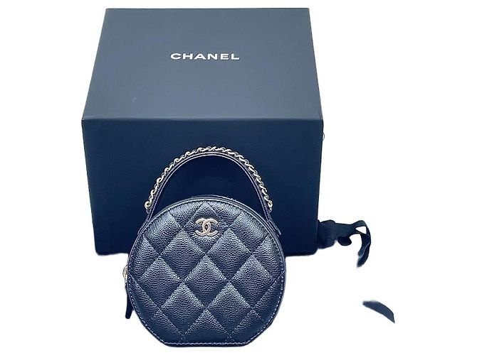 Bolsa de mão Chanel preta em couro de bezerro estilo caixa de joias Multicor