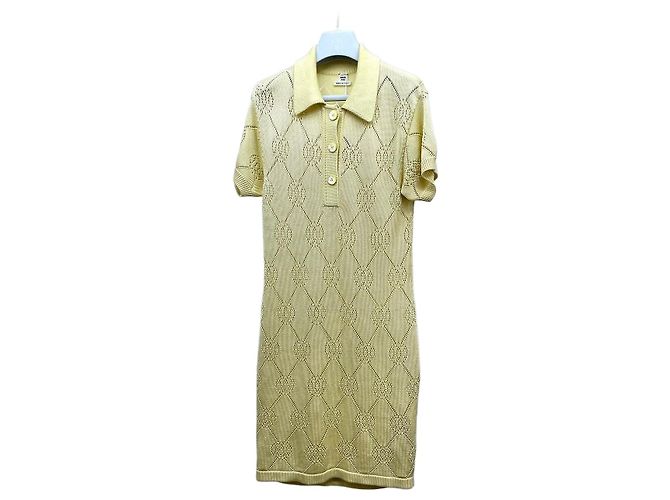 Vestido Hermès de algodão bege tamanho 34 Multicor