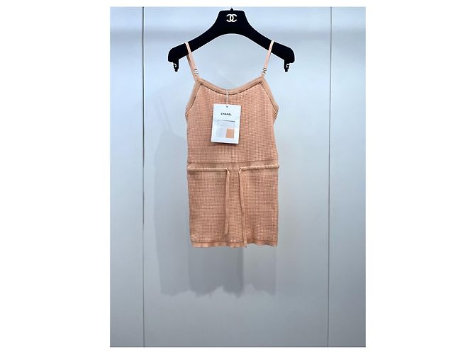 Top de tirantes Chanel rosa de algodón colección 24A talla 36 Multicolor