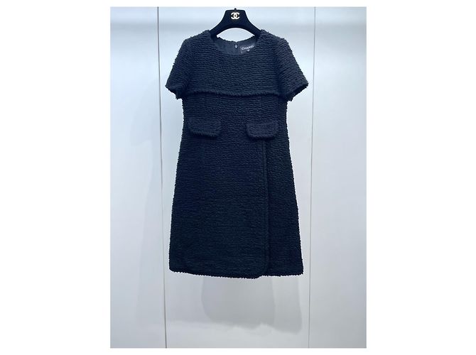 Vestido Chanel de lana bouclé negro Multicolor