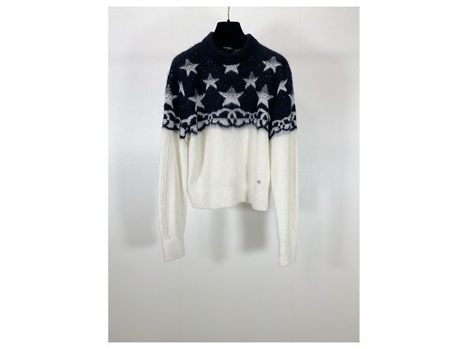Chanel Color-Block Kaschmir Pullover mit Sternmotiv Mehrfarben