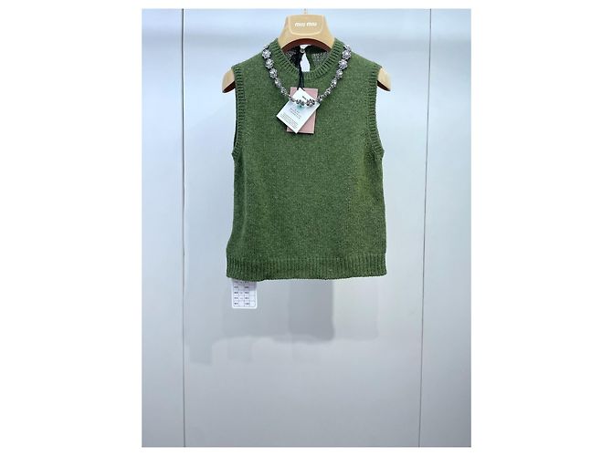 Miu Miu Strickweste aus Wolle mit Perlen und Strass Mehrfarben