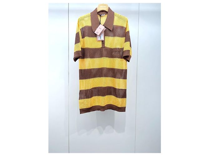 Polo de punto mesh en seda Miu Miu Multicolor