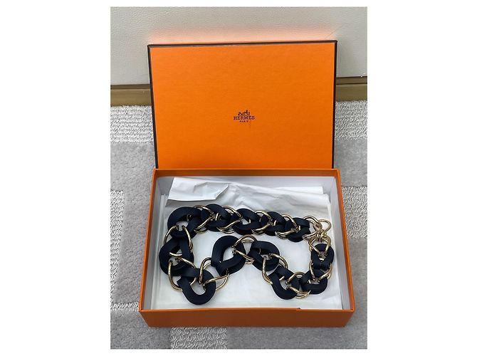 Collana di perle in pelle Hermès Nera Multicolore