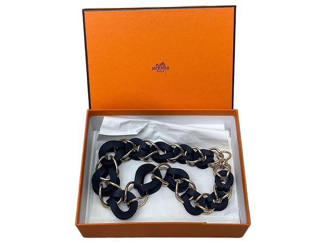 Collier de perles en cuir Hermès Noir Multicolore