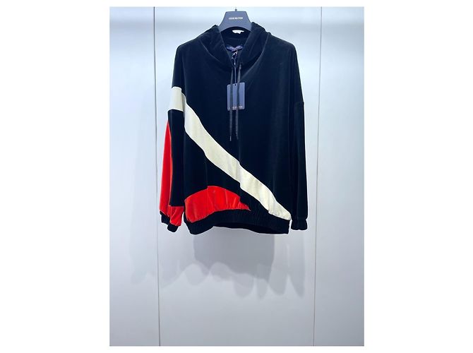 Top Louis Vuitton de Terciopelo Color-Block Negro Blanco Rojo Multicolor